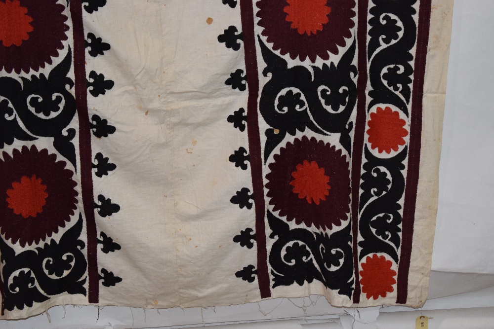 Group of six suzanis by the Uzbeks of Afghanistan, second half 20th century, cotton grounds with - Image 14 of 41