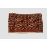 Tekke Turkmen chanteh, Turkmenistan, circa 1900, 6 3/4 in. X 11in. 17cm. X 28cm. Slight wear/