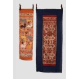 Two hand-woven sashes by the hill tribes of northern Laos, first half 20th century, the first, 57in.