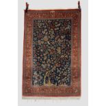 Fine Qum silk rug with inscription, central Persia, mid-20th century, 4ft. 10in. X 3ft. 3in. 1.