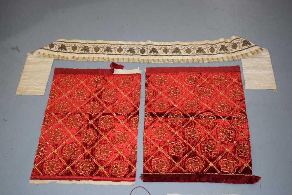 Six pieces of Ecclesiastical silk and metal thread embroideries, first half 20th century, comprising - Image 2 of 4