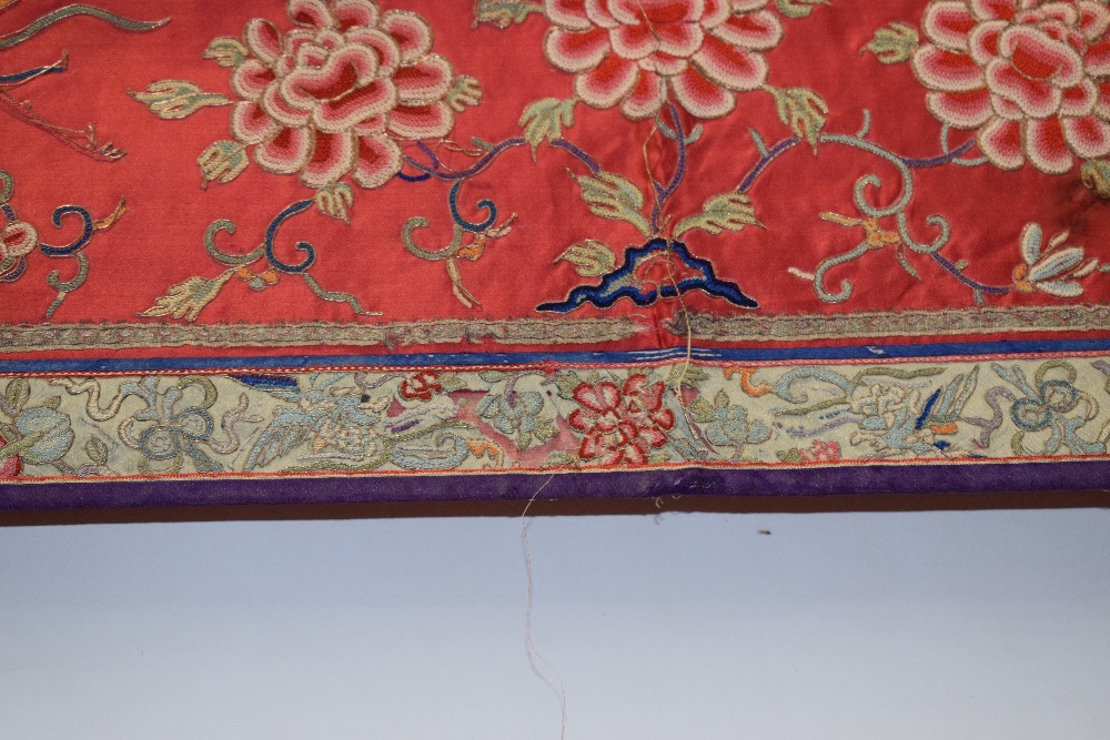 Chinese silk embroidered long panel, possibly an altar frontal, late 19th/early 20th century, - Image 7 of 11