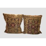 Pair of Shahsavan sumac brocaded cushions, north west Persia, the sumac faces, circa 1930s-40s,