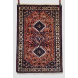 Yalameh rug, south west Persia, circa 1950s-60s, 4ft. 10in. X 3ft. 3in. 1.47m. X 1m. Leatherette