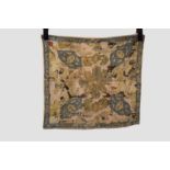 Fine Caucasian silk embroidery, 18th century, 25in. X 23in. 64cm. X 58cm. Overall wear; tears to the