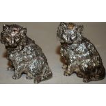 A pair of cast silver Persian cats modelled as condiments for pepper and salt, 2.5in (6.5cm) Maker