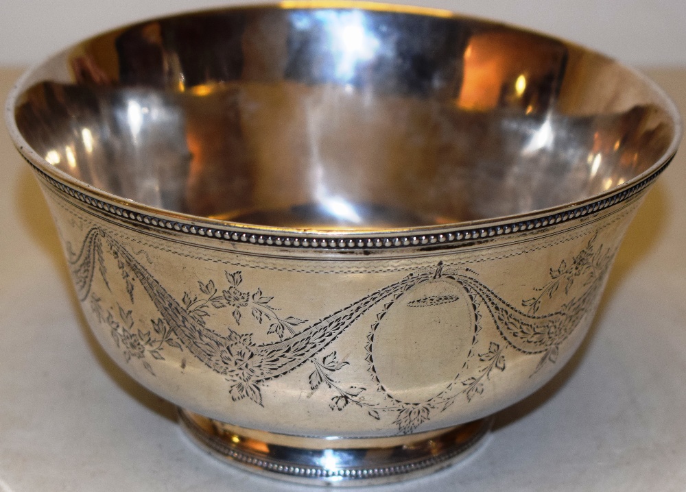 A late eighteenth/early nineteenth century Portugese silver bowl, the sides with engraved floral