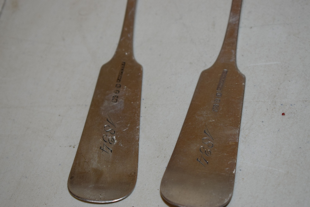 A pair of late nineteenth century North American silver fiddle pattern salad servers, engraved - Image 3 of 3