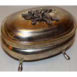 A mid eighteenth century Austro Hungarian silver oblong sugar box, the lid with a cast floral