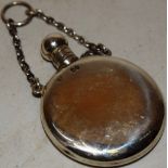 A Victorian silver moon flask scent bottle, with chatelain chain attachment, to a screw on cover,