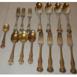 Three Regency George IV silver table spoons, Kings Honeysuckle pattern, Maker Robert Peppin,