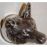 A Victorian cast silver foxhead stirrup cup, the interior gilded, 5in (13cm) Makers James Barclay