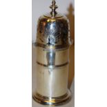 A silver copy of a Britannia Standard Queen Anne lighthouse caster, the pierced cover with a bayonet