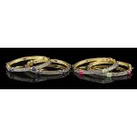 Four Multi-Gemstone Bangle Bracelets