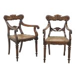Pair of Anglo-Colonial Teakwood Armchairs