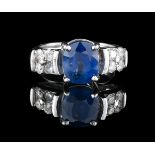 Natural Sapphire and Diamond Ring