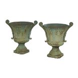 Near Pair of Continental Cast Iron Garden Urns