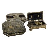 Two Chinese Export Gilt and Black-Lacquered Boxes