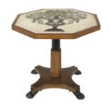 Continental Fruitwood and Marble-Top Center Table
