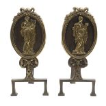 Pair of Adam-Style Brass and Iron Andirons