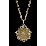 Mexican 20 Pesos Gold Coin Pendant with Chain