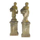 Pair of Cast Stone Garden Figures