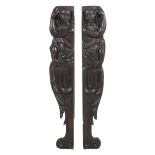 Pair of Large Architectural Wood Carvings
