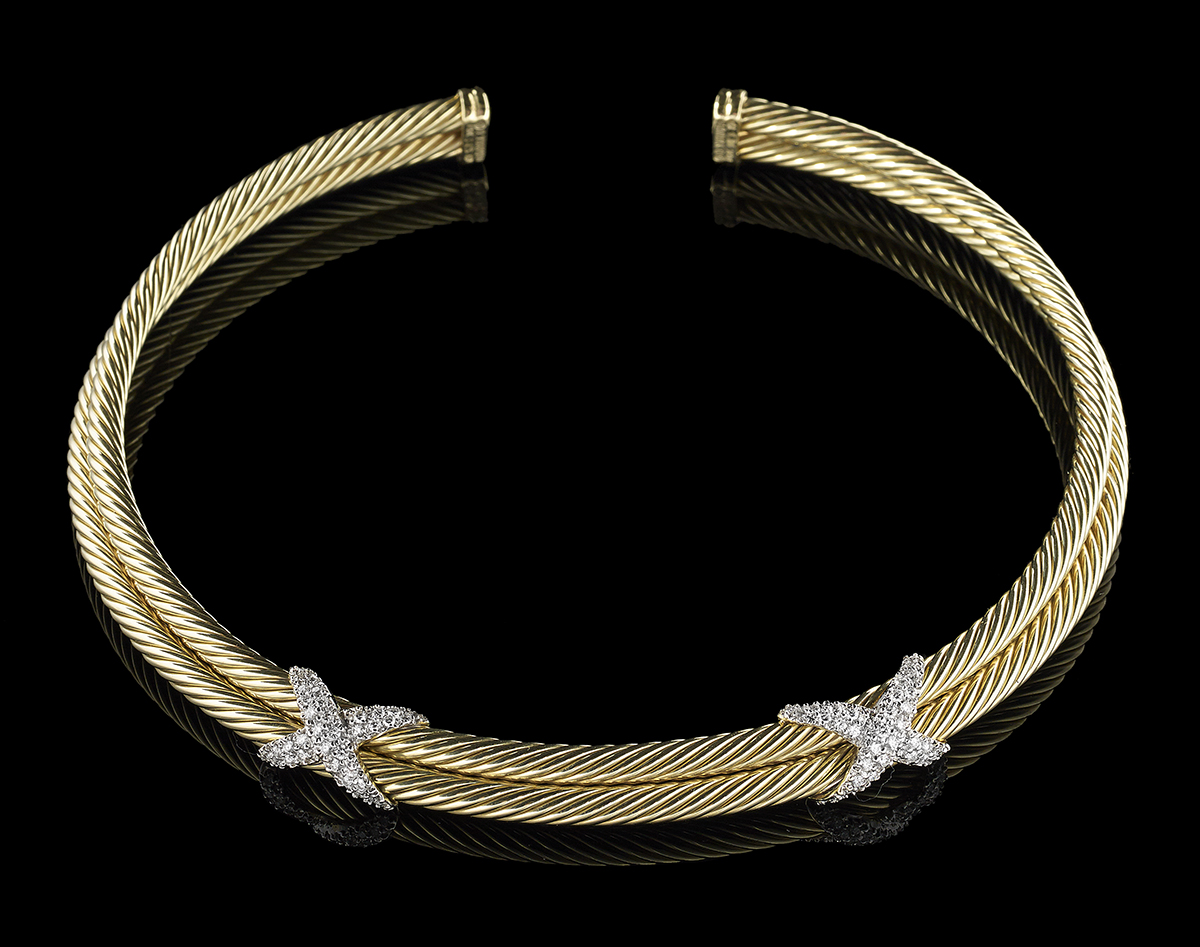 David Yurman-Style Gold and Diamond Cable Choker