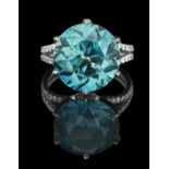 Large Zircon and Diamond Ring