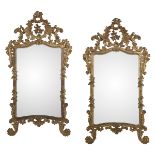 Pair of Italian Rococo-Style Giltwood Mirrors