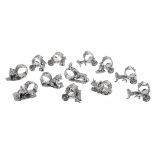 Twelve Silverplate Figural Napkin Rings with Dogs