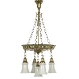 American Brass Chandelier with Steuben Shades