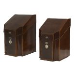 Pair of English Inlaid Mahogany Knife Boxes