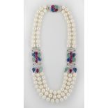 Pearl and Multi-Gemstone Necklace