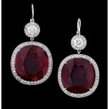 Rubellite and Diamond Earrings