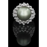 Tahitian Pearl and Diamond Ring