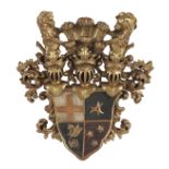 Carved, Painted and Parcel-Gilt Coat of Arms
