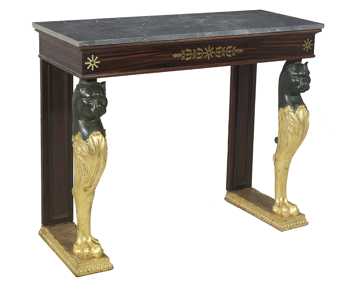 Regency Rosewood and Marble-Top Side Table - Image 2 of 2
