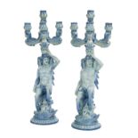 Pair of Dutch Delft Blue-and-White Candelabra