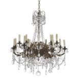 French Gilt-Bronze and Crystal Chandelier