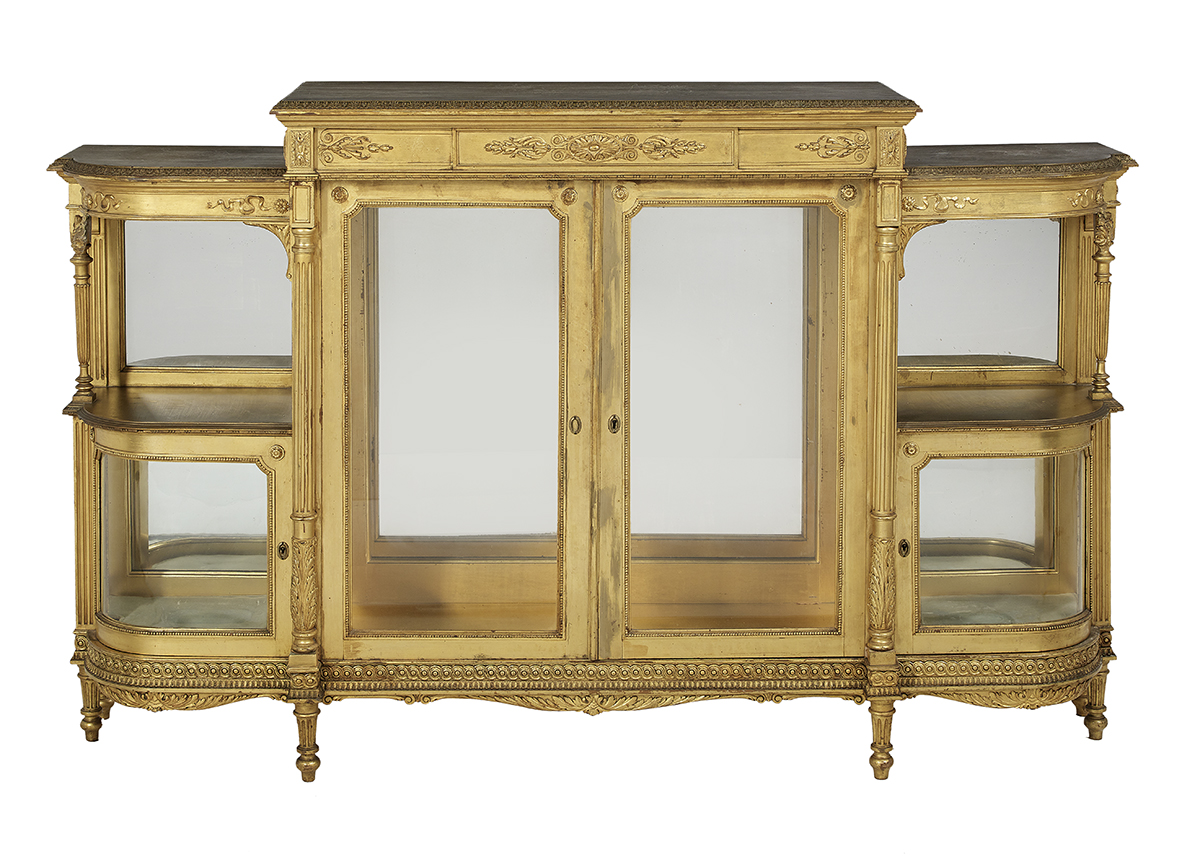 Louis XVI-Style Giltwood Vitrine/Credenza