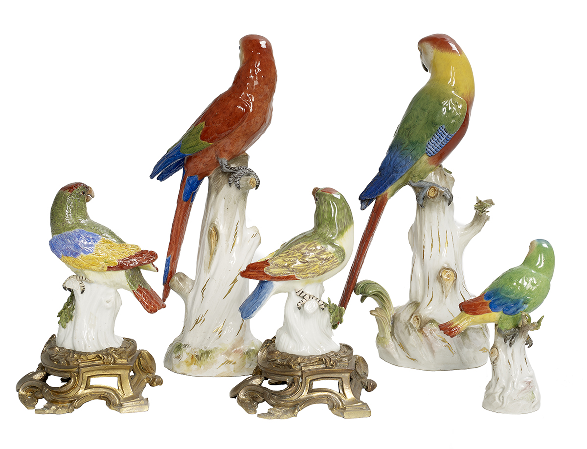 Five Meissen Porcelain Parrot Figures - Image 2 of 7