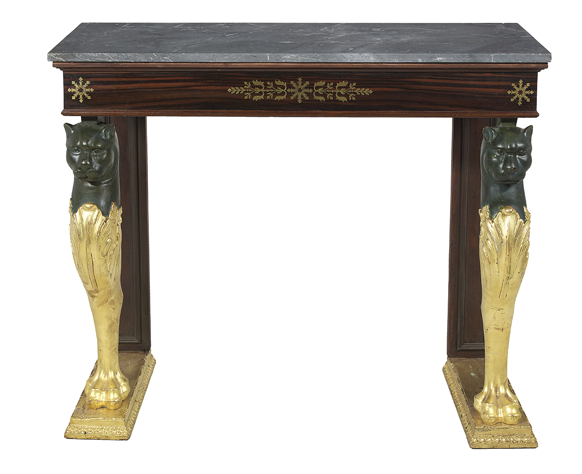 Regency Rosewood and Marble-Top Side Table