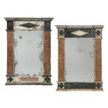 Near Pair of Italian Marble and Bronze Mirrors