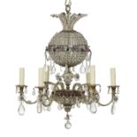 Brass and Crystal Chandelier