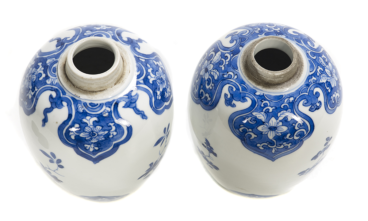 Near Pair of Chinese Blue and White Porcelain Vases - Image 2 of 2