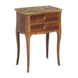 Louis XV-Style Kingwood and Marble-Top Side Table