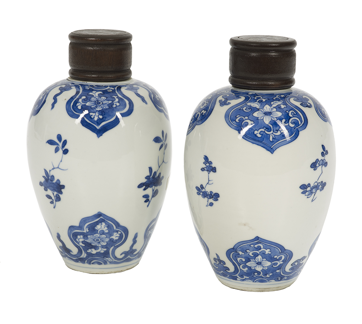 Near Pair of Chinese Blue and White Porcelain Vases