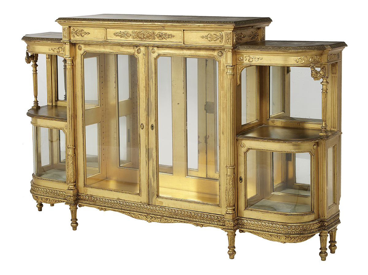 Louis XVI-Style Giltwood Vitrine/Credenza - Image 2 of 2