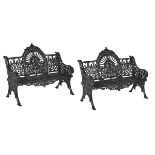 Pair of Coalbrookdale "Peacock" Cast Iron Benches